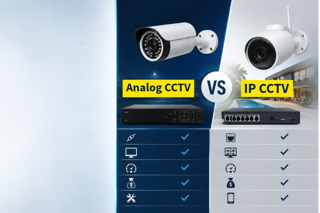 Analog CCTV camera aur IP camera ke beech difference chart