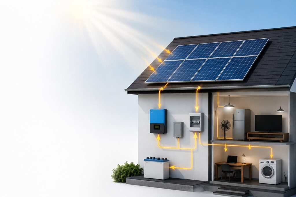 solar panel working process diagram hindi