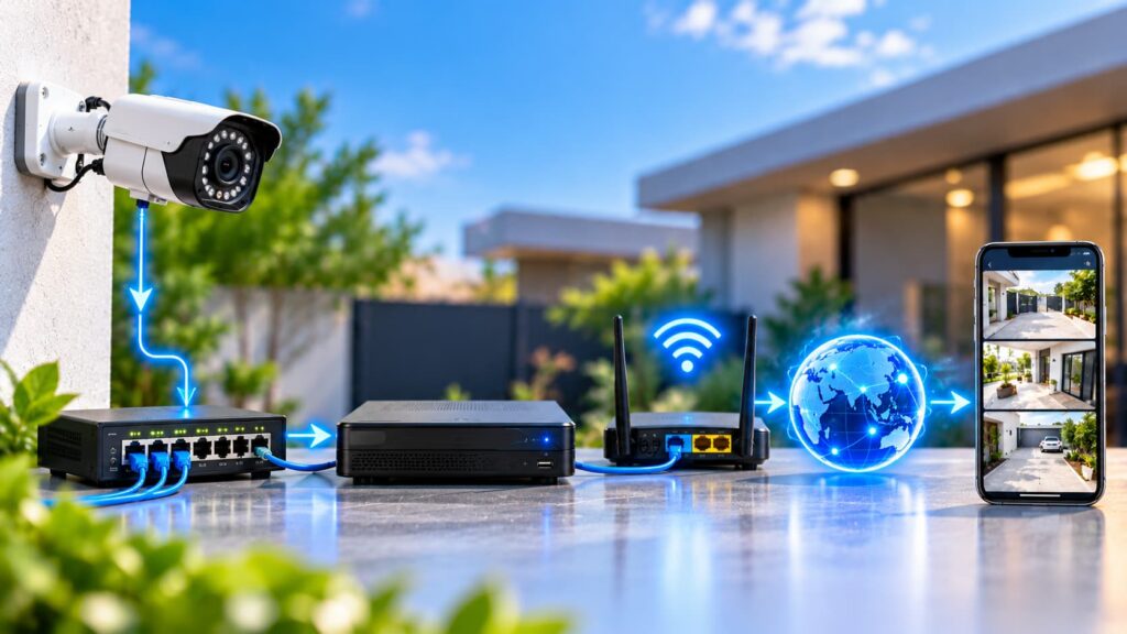IP camera working process flowchart Hindi guide